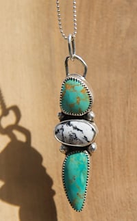 Image 3 of Triple-stone Turquoise + White Buffalo talisman
