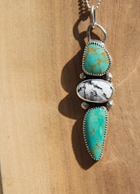 Image 2 of Triple-stone Turquoise + White Buffalo talisman
