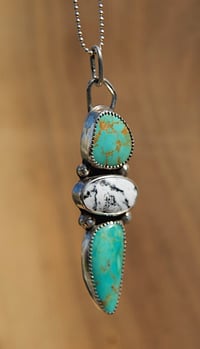 Image 1 of Triple-stone Turquoise + White Buffalo talisman