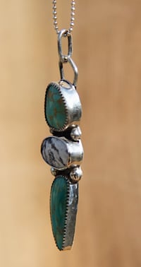 Image 4 of Triple-stone Turquoise + White Buffalo talisman