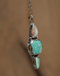 Image 3 of Triple Stone Talisman // fire opal + turquoise 