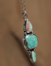 Image 2 of Triple Stone Talisman // fire opal + turquoise 