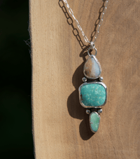 Image 1 of Triple Stone Talisman // fire opal + turquoise 