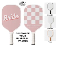 Image 2 of Bride and Groom Custom Pickleball Paddle Retro Checkered 