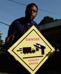 Image 1 of Danger Hungry Bridge aluminium sign