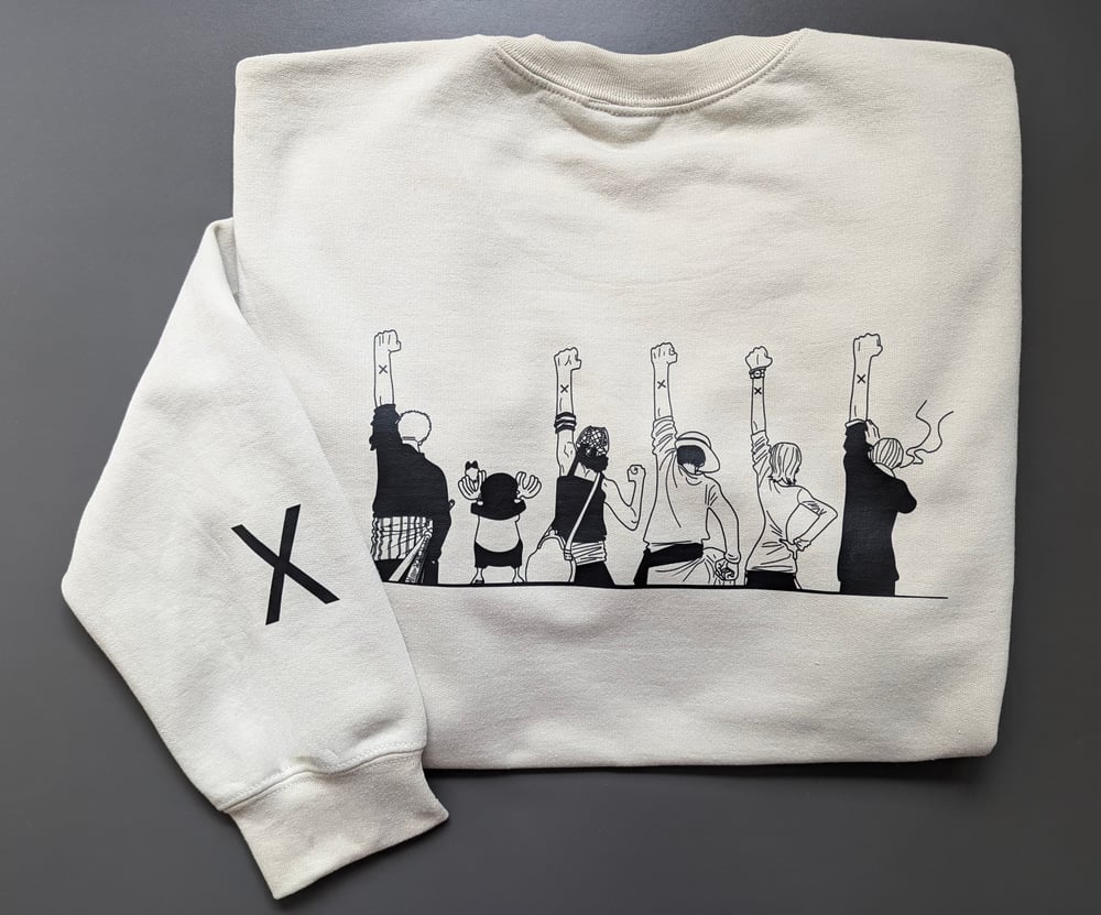 Image of One Piece | Straw Hat Pirate Crew | Unisex Anime Crewneck Sweater | Arabasta | Beige