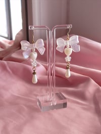 Image 8 of Coquette Fairy Lace Pearl Bow Earrings