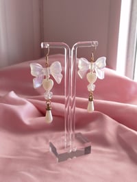 Image 5 of Coquette Fairy Lace Pearl Bow Earrings