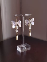 Image 11 of Coquette Fairy Lace Pearl Bow Earrings