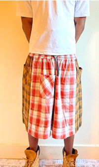 Image 3 of CHECK SHORTS - ORANGE - SIZE M