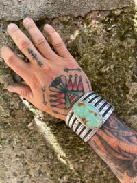 Image 3 of WL&A Handmade Old Style Green Royston Heavy Ingot Cuff - Wrist 7.25in - 180 Grams