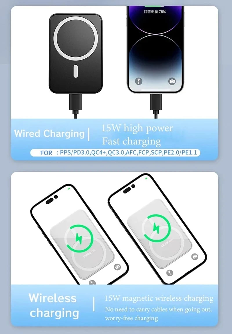 MSL 50000mAh Wireless Magnetic Power Bank - 22.5W Super Fast Charging External Battery Charger