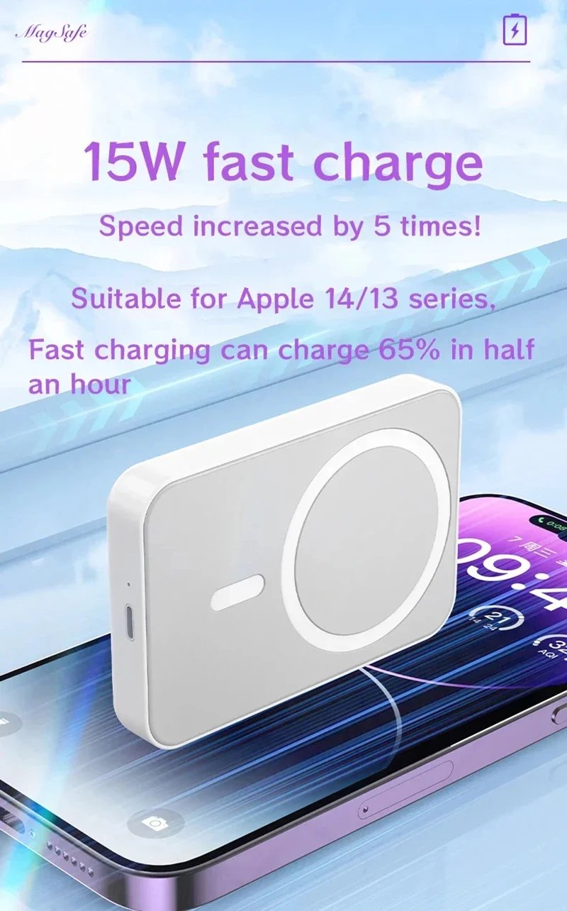 MSL 50000mAh Wireless Magnetic Power Bank - 22.5W Super Fast Charging External Battery Charger