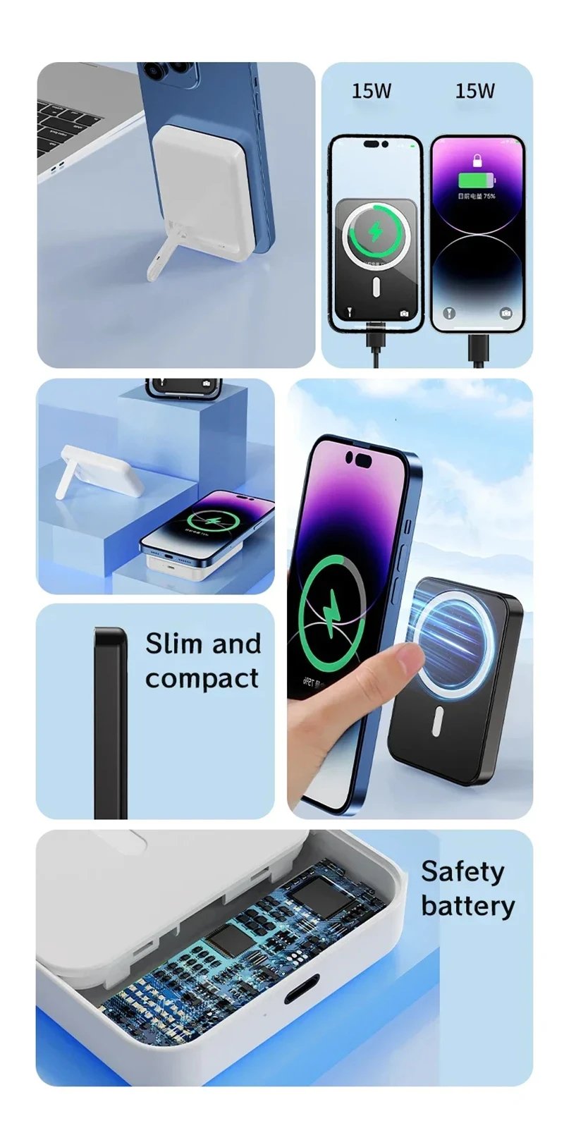 MSL 50000mAh Wireless Magnetic Power Bank - 22.5W Super Fast Charging External Battery Charger