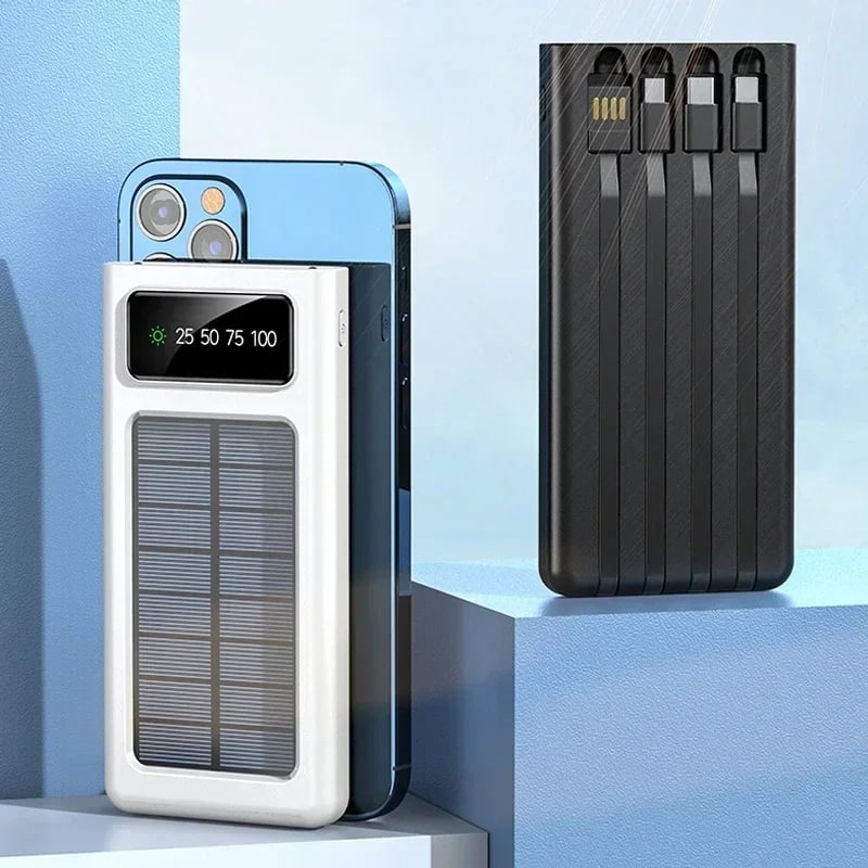 MSL 200000mAh Solar Power Bank - Dual USB Fast Charging Portable Battery