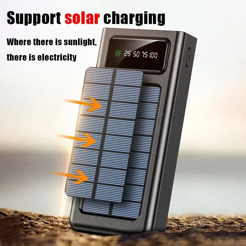 MSL 200000mAh Solar Power Bank - Dual USB Fast Charging Portable Battery