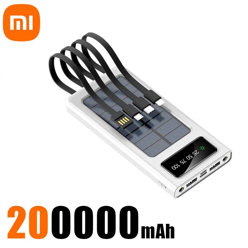 MSL 200000mAh Solar Power Bank - Dual USB Fast Charging Portable Battery