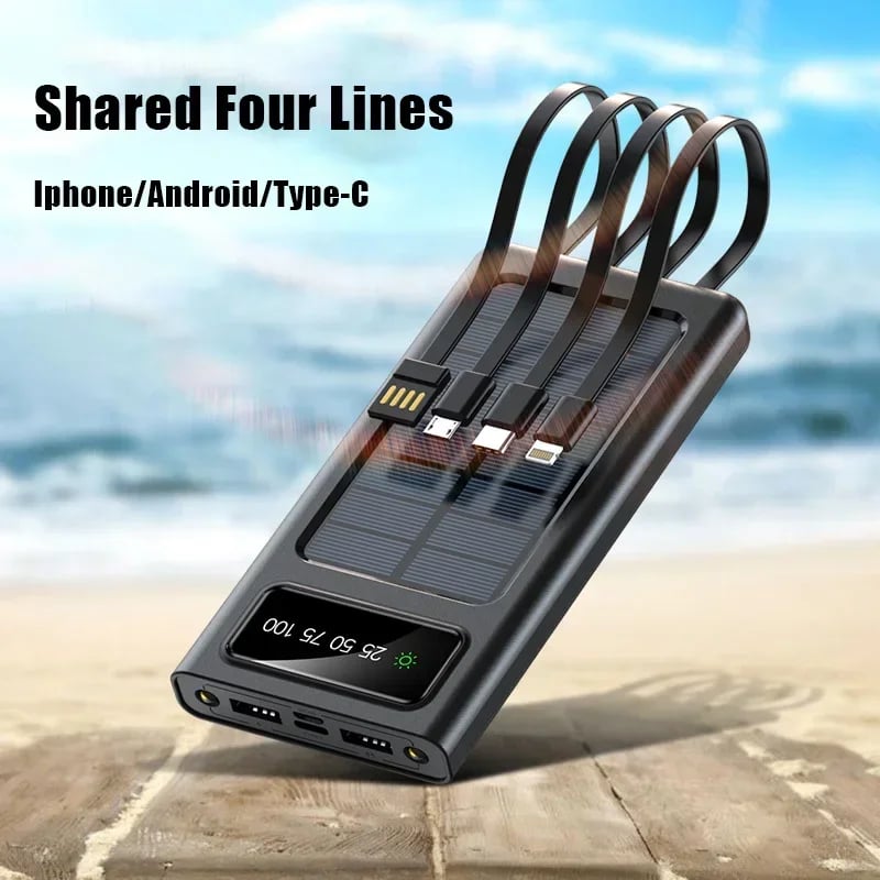 MSL 200000mAh Solar Power Bank - Dual USB Fast Charging Portable Battery