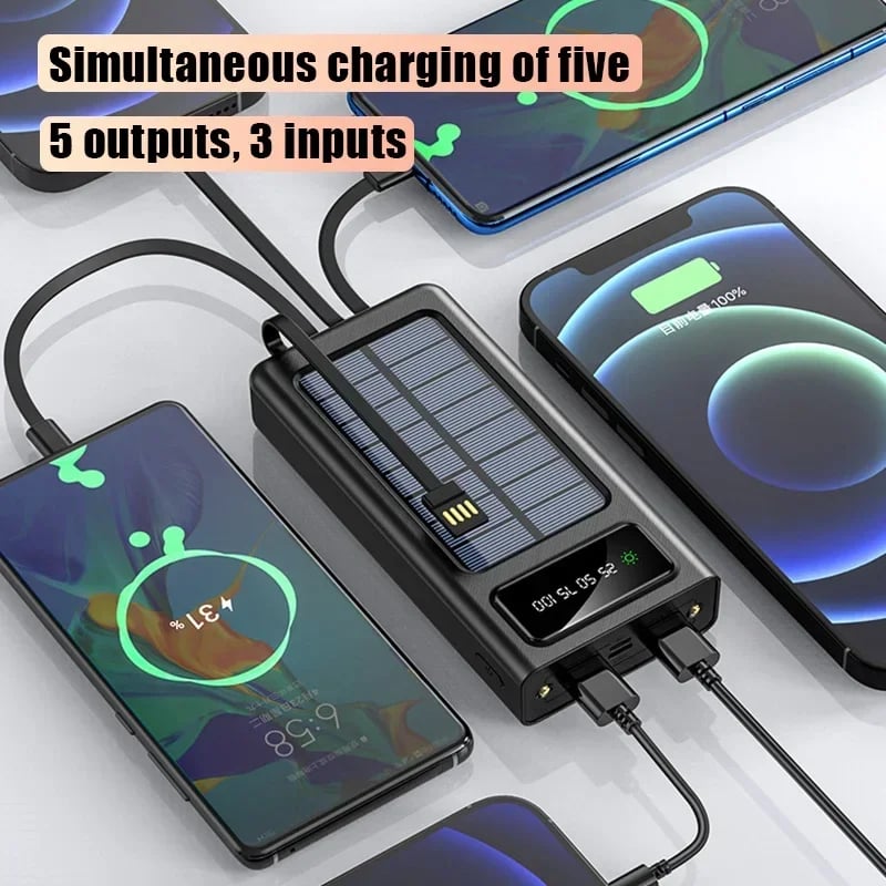 MSL 200000mAh Solar Power Bank - Dual USB Fast Charging Portable Battery
