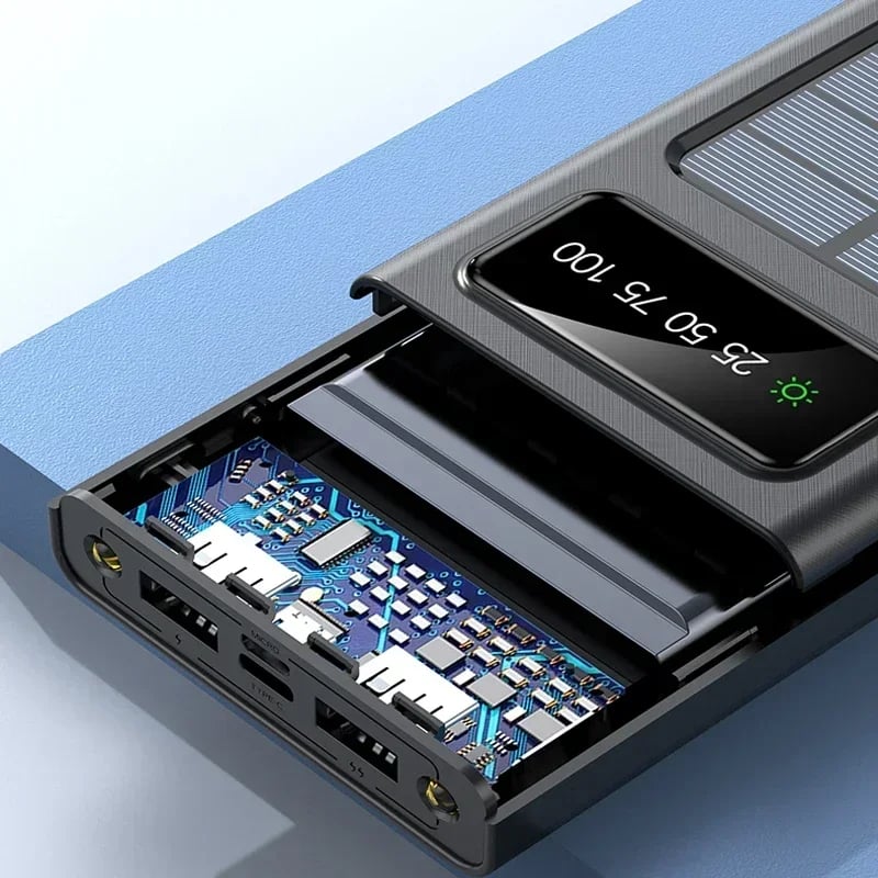 MSL 200000mAh Solar Power Bank - Dual USB Fast Charging Portable Battery