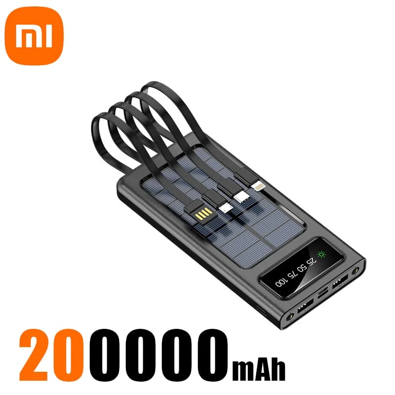 MSL 200000mAh Solar Power Bank - Dual USB Fast Charging Portable Battery