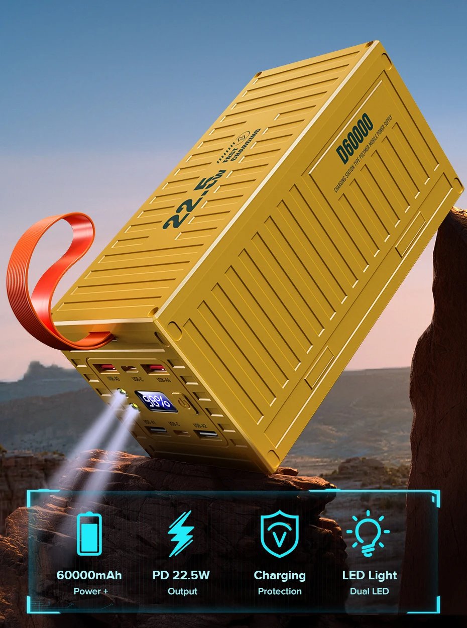 MSL 60000mAh Power Bank - Dual USB Fast Charging Portable Power Station