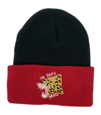 Red and Black Leopard Beanie