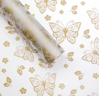 Gold Butterfly Clear Floral Paper 