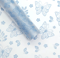Blue Butterfly Clear Floral Paper 