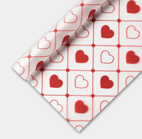 Red Hearts Clear Floral Paper 