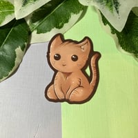 Image 1 of Cute Brown Cat Waterproof Vinyl Sticker