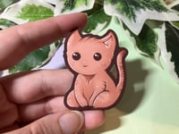 Image 2 of Cute Brown Cat Waterproof Vinyl Sticker