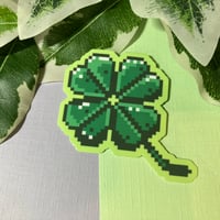 Image 1 of Pixel Shamrock Waterproof Vinyl Sticker