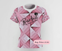 Image 1 of Barbie Girl Living In A Barbie World Short Sleeve T-shirt (Pink-Geometric)