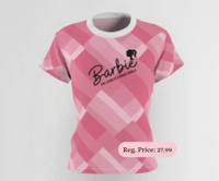 Image 1 of Barbie Girl Living In A Barbie World Short Sleeve T-shirt (Multi-Pink)
