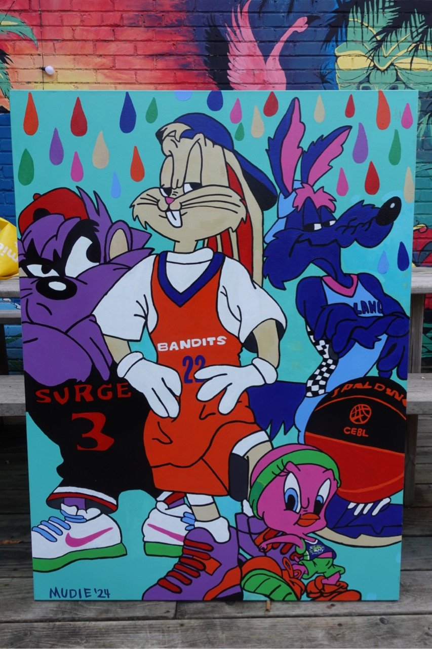 Image de L'Alliance # 7- Acrylique sur toile  36 x 48'': Looney Tunes CEBL