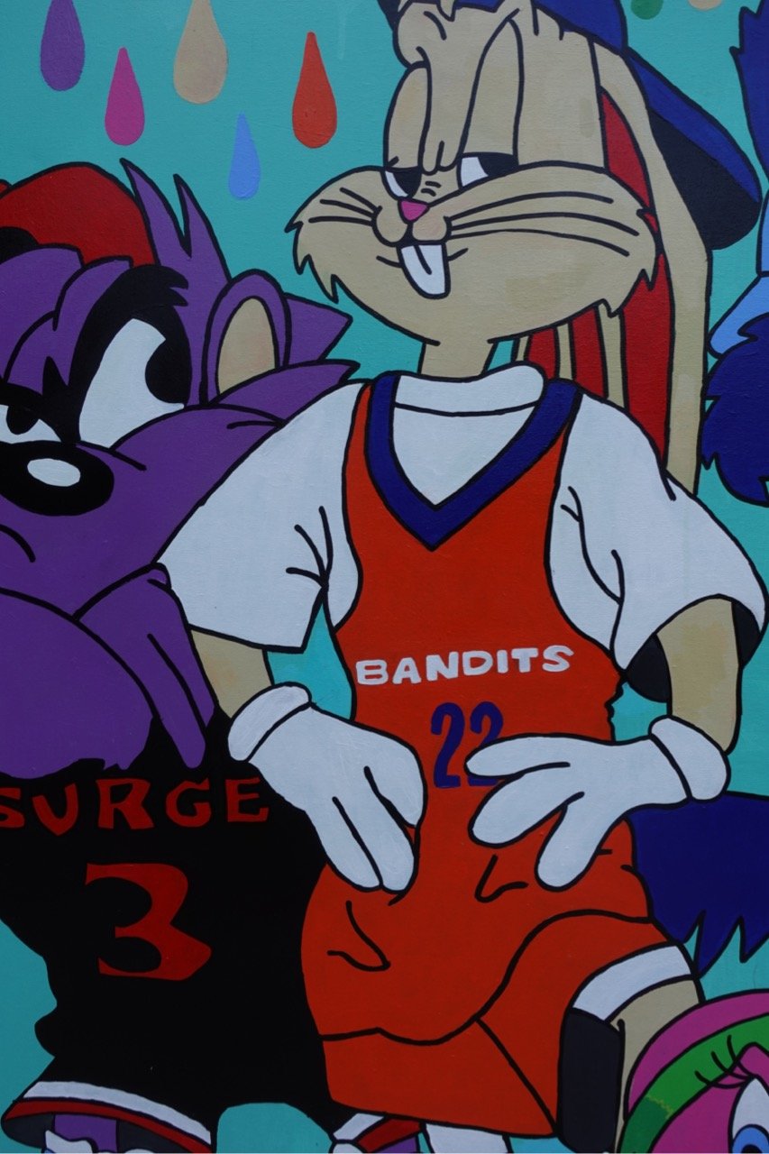 Image of L'Alliance # 7- Acrylique sur toile  36 x 48'': Looney Tunes CEBL