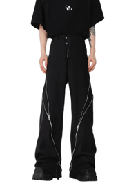 Image 1 of  Men's Zipper Slit Wide-Leg Trousers