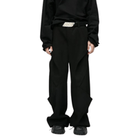 Image 1 of Men's Pleated Splice Wide-Leg Trousers
