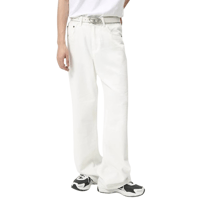 Image 1 of Men's Solid Color Wide Leg Denim Pants