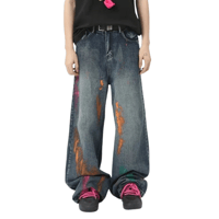 Image 2 of Men's Graffiti Wide Leg Denim Pants