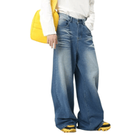 Image 1 of Men's High Street Water-Washed Wide-Leg Jeans