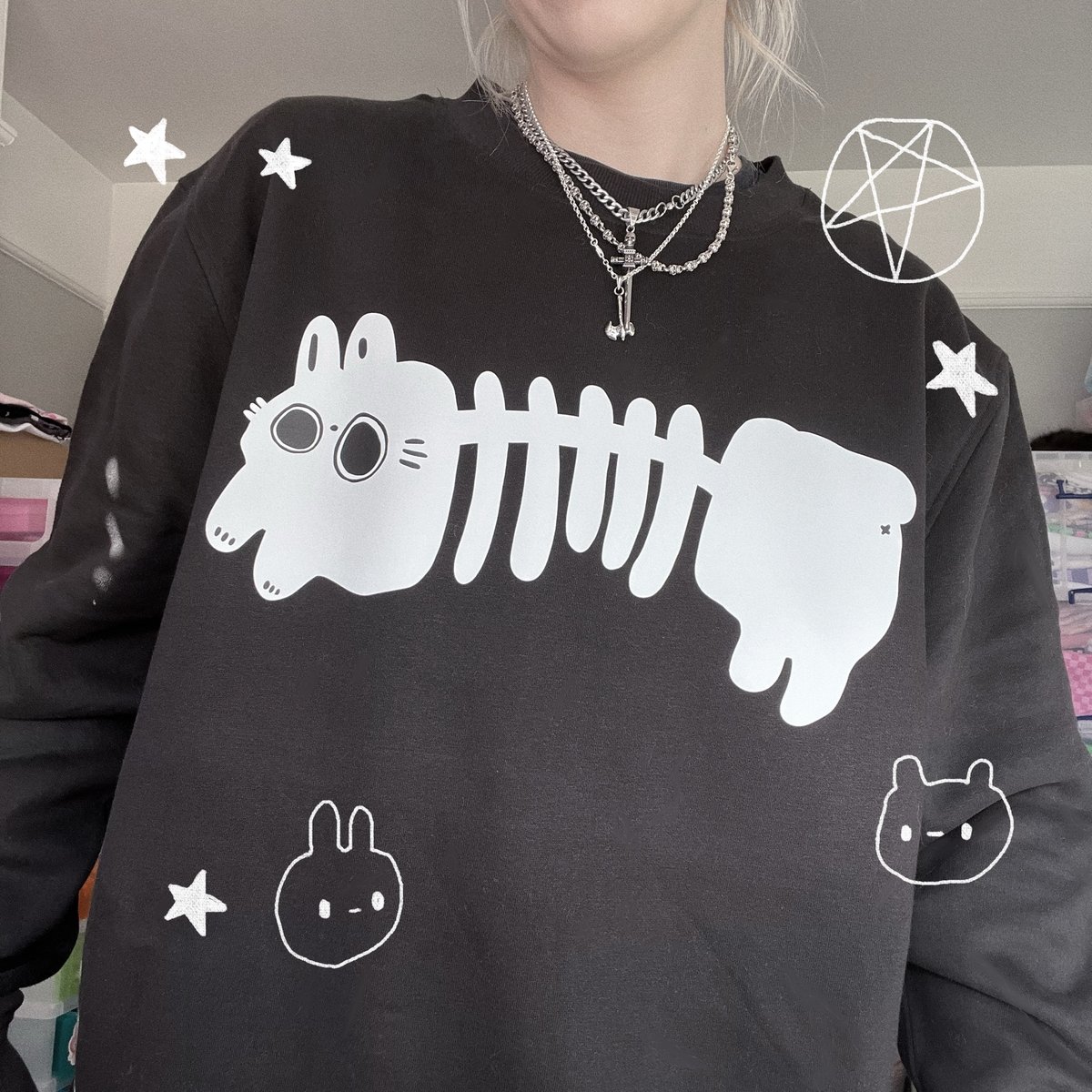 Image of Skelly Bunny Sweater (made 2 order)