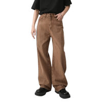 Image 2 of Men's Coffee Wide-Leg Denim Trousers