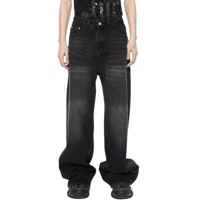 Image 1 of Men's Worn-Out Vintage Wide-Leg Jeans