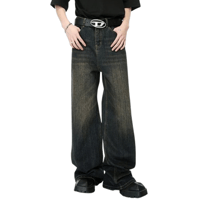 Image 1 of Men's Retro Washed Wide-Leg Jeans