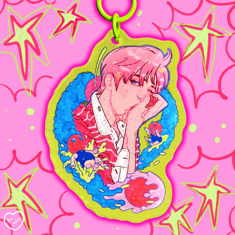 Taeyong Cherry Bomb Glitter Acrylic Keychain