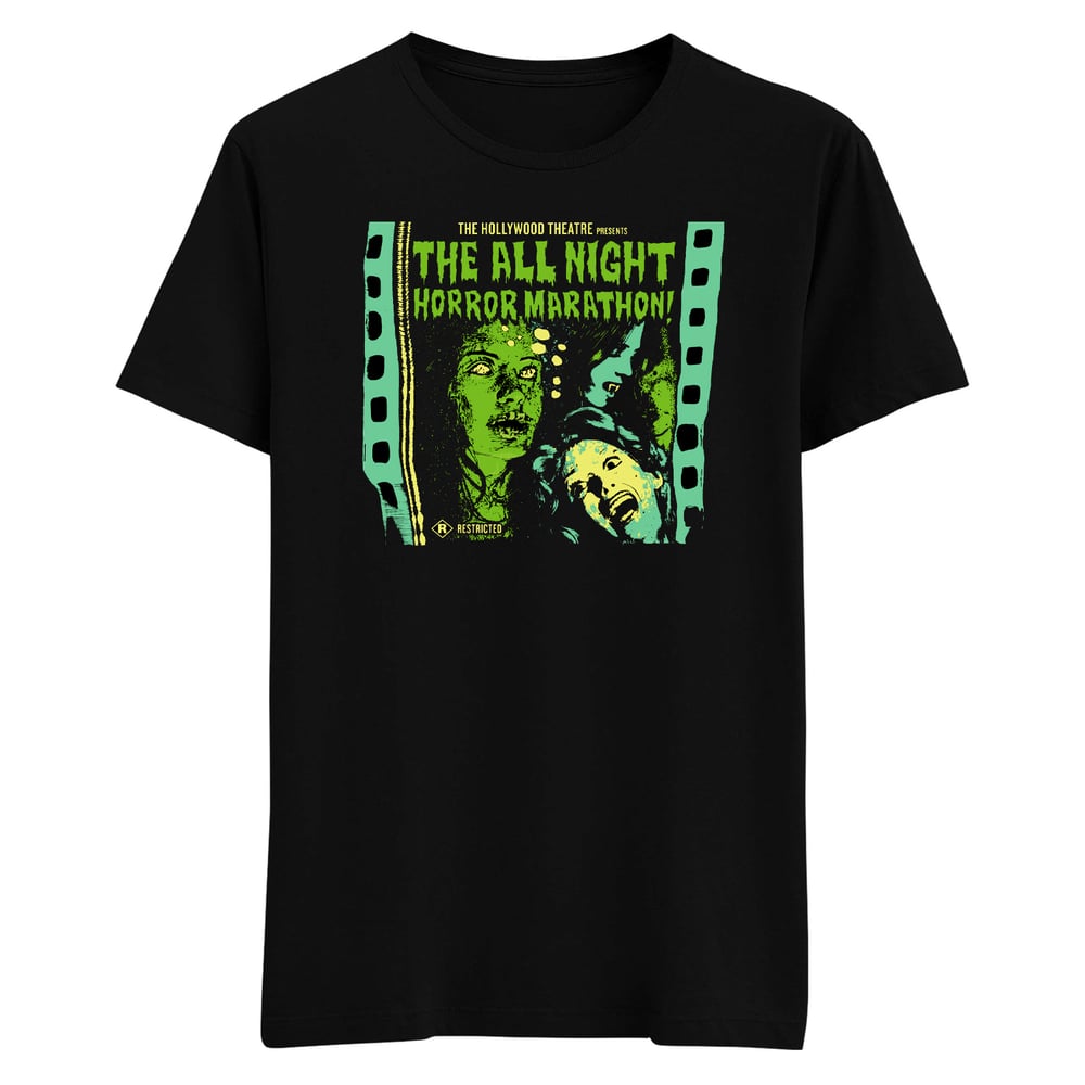 Image of 2023 All Night Horror Marathon T-Shirt - Green