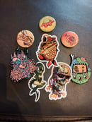 Image of Merch grab bag (2 pins, 3 buttons, 3 stickers)