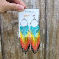 Image 4 of Desert Skies Southwestern Earrings | Colorful Beaded Fringe Earrings